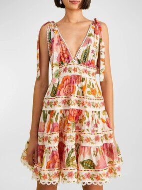 FARM Rio Off-White Macaw Bloom Mini Dress NWT Anthropologie Resort